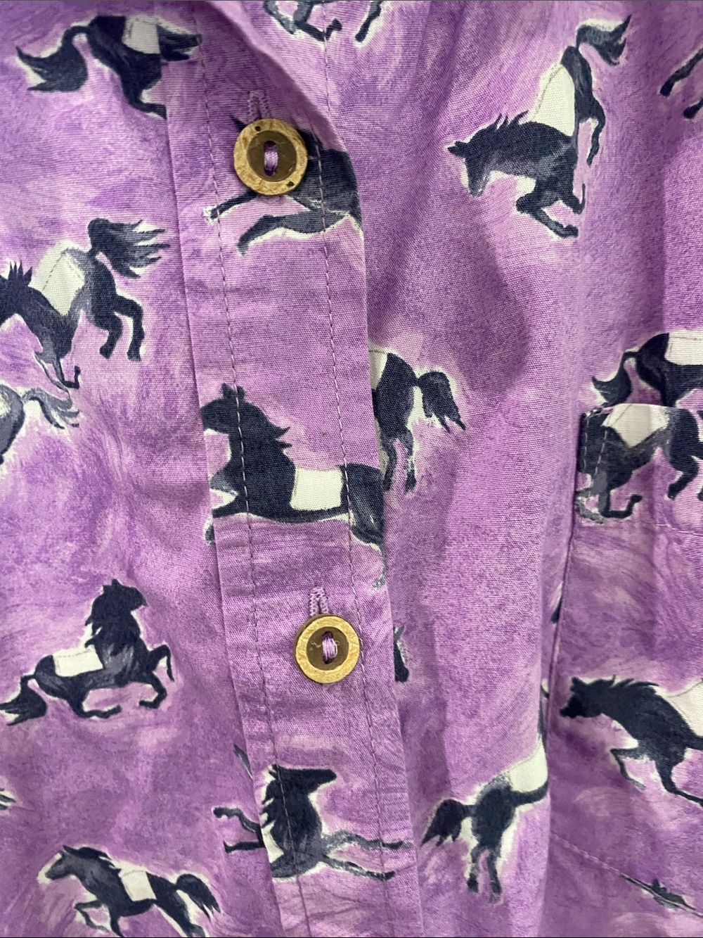 Odille Anthropolie Purple Horse Print Button-Down Shirt - Picture 6 of 7